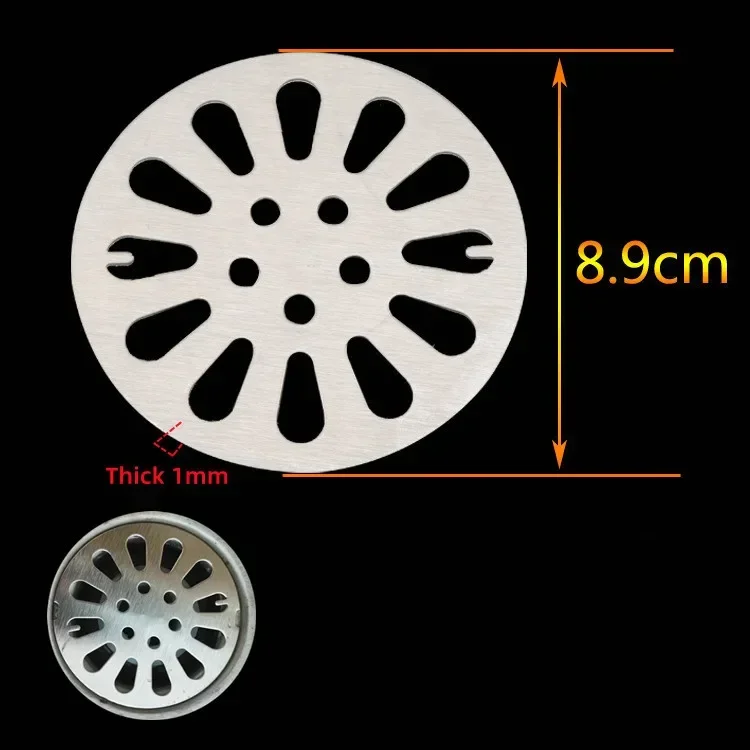 Universal Stainless Steel Round Floor Drains Cover Plate Sink Strainer Anti-clogging Shower Drains Hair Catcher Bathroom Fixture: Orange