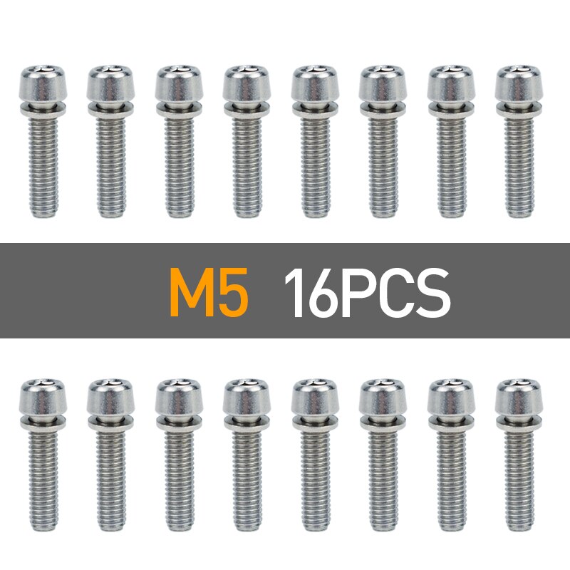 4/8/16Pcs Fiets Stuurpen Schroef M5 * 20 / M6 * 20 Fiets Stuur Schroef aluminium Bout Fixed Gear Mtb Fiets Accessoires: 16pcs m5