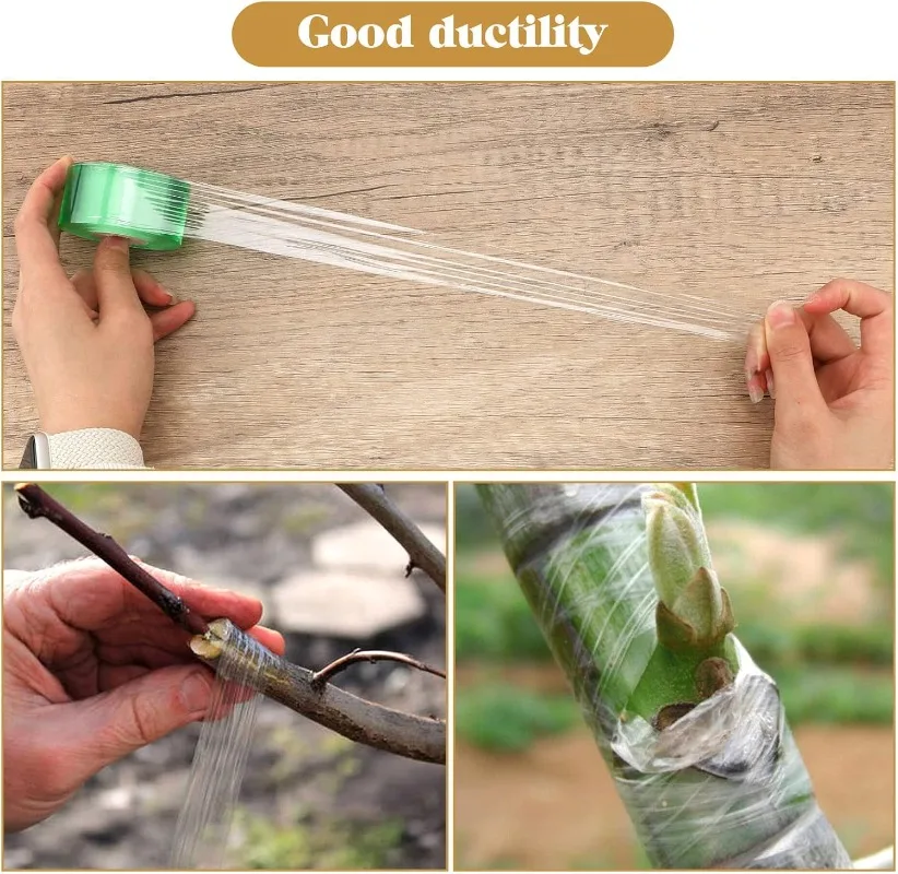 Cinta de injerto de PE de 100/500m, película autoadhesiva estirable, rollo de cinta para árboles de jardín, plantas, plántulas, vid, tomate, accesorios de injerto