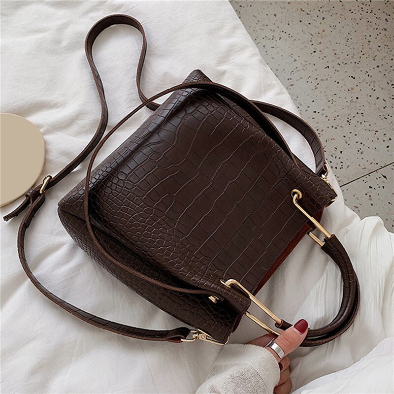 Krokodil aufbringen Eimer Tasche Frauen Tasche Griff Tasche Damen Mini Schulter Tasche Weibliche Alligator Umhängetasche