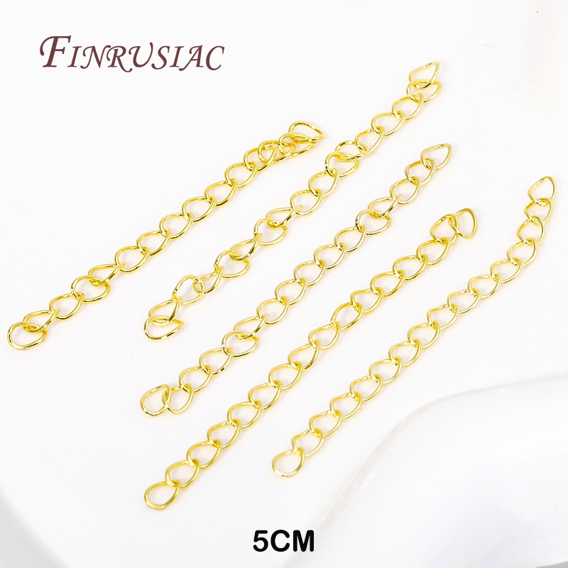 5CM Brass Extension Chain 18K Gold Plated Bulk Bracelet Tail Chain Connector DIY Chains Accessories Supplies For Jewelry: S / WHITE