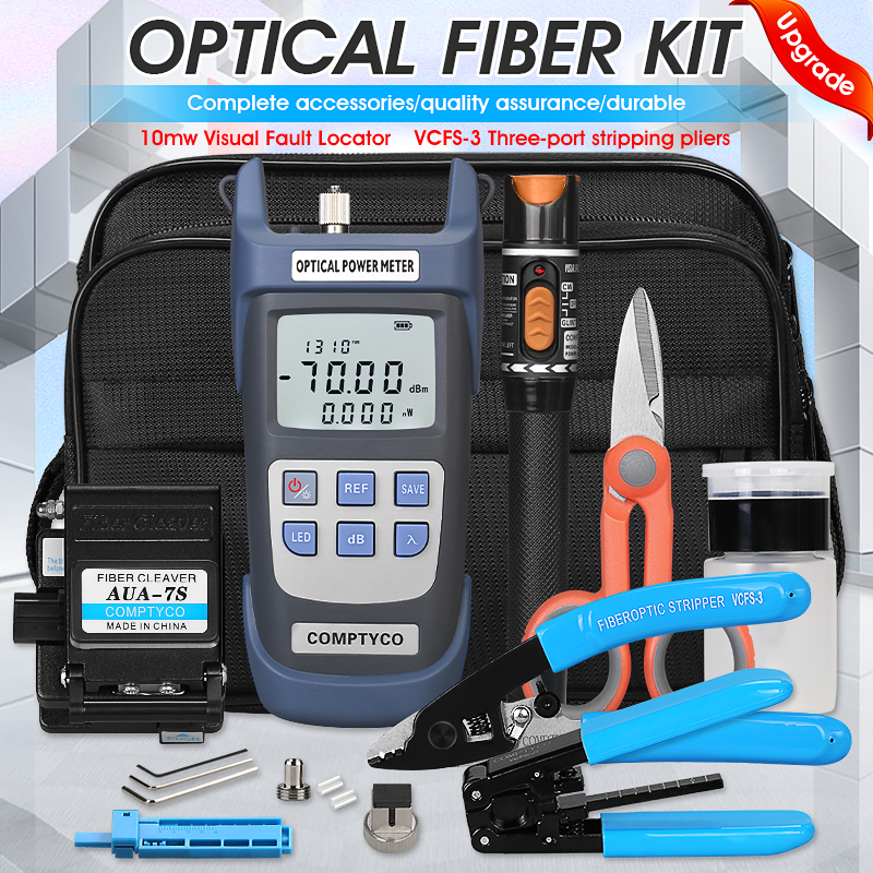 FTTH Fiber Optic Tool Kit with Fiber Optica Power Meter and 10mW Visual Fault Locator AUA-7S FTTH Tool: -70 to 10dBm