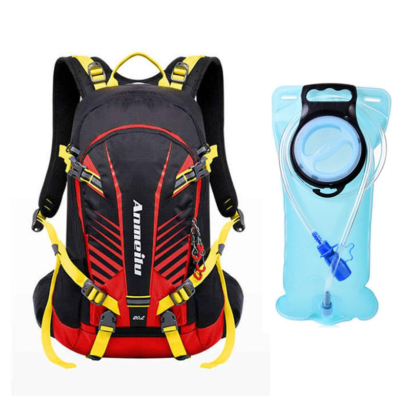Fiets Tas Draagbare Waterdichte Sport Rugzak 20L Outdoor Wandelen Klimmen Pouch Fietsen Fiets Rugzak: red with water bag