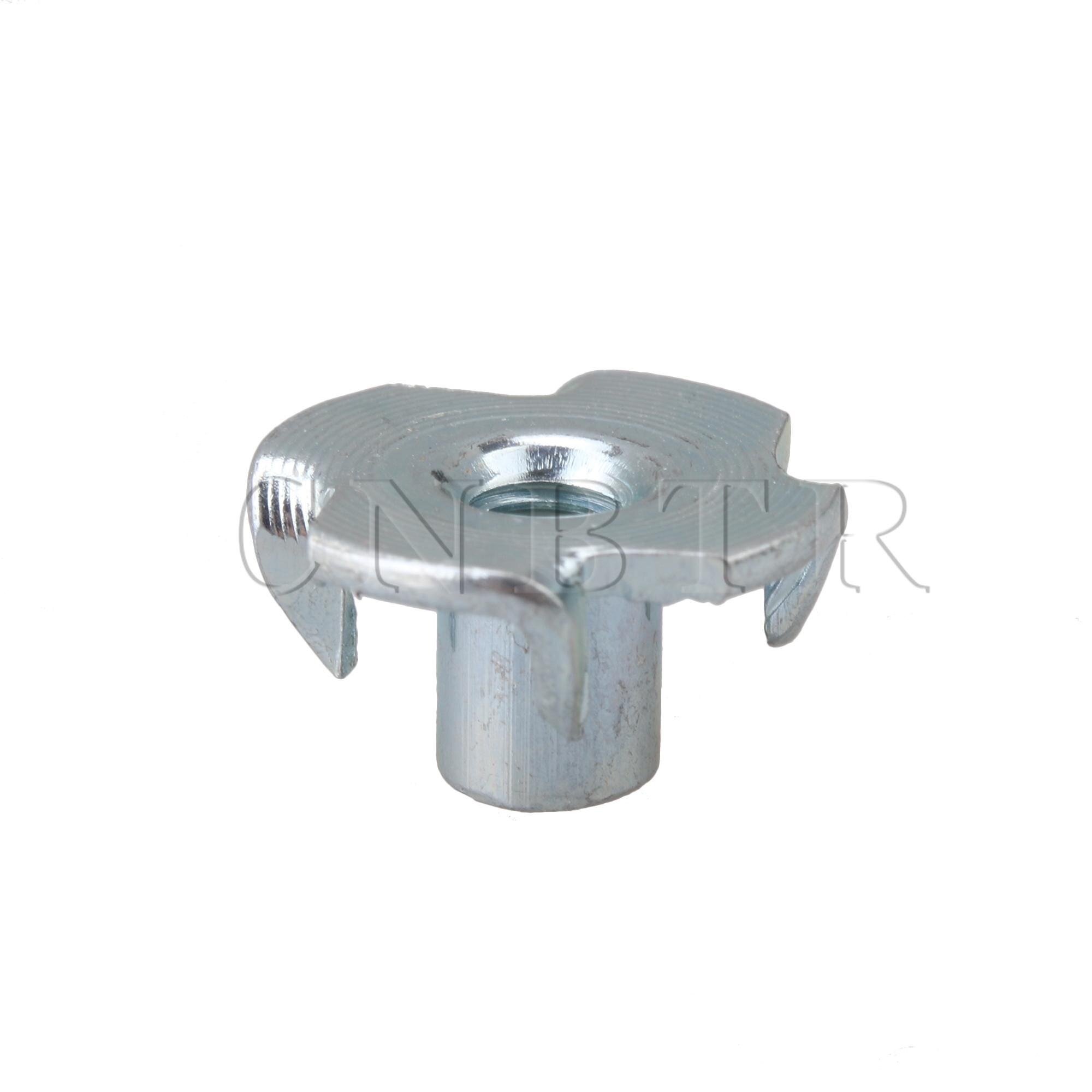 CNBTR 100x Carbon Steel Captive Blind Inserts Nuts for Wood Furniture M4x7.6mm