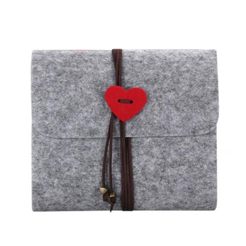 Love Heart Handmade Felt Cover DIY Photo Album Anniversary Scrapbook Decoration for Wedding Anniversary Memory Books: Grey M