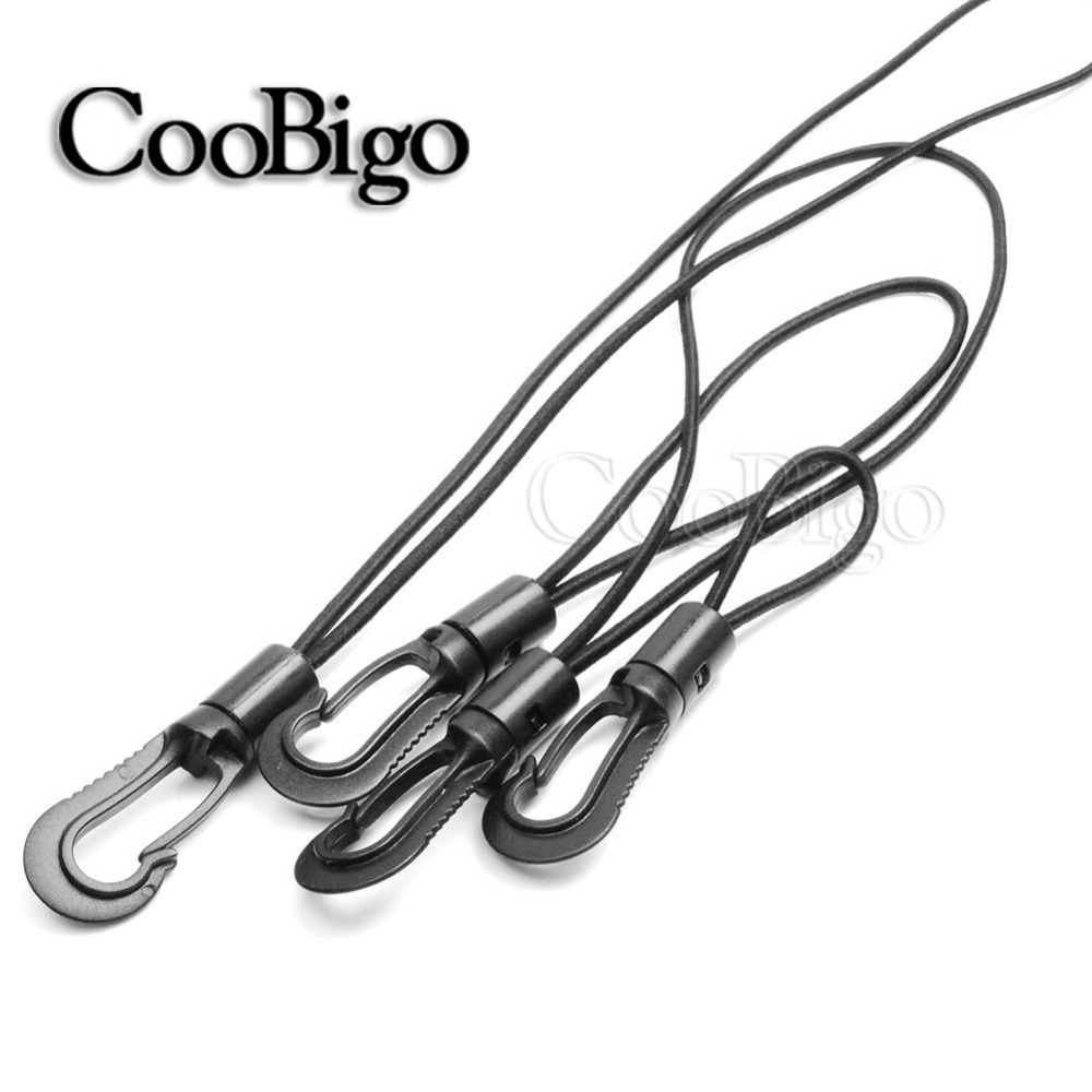 2pcs Outdoor Dia. 2.5mm Kayak Canoe Bungee Tied Tether Rope Elastic Shock Cord Loops With Plastic Hooks 4 Sizes