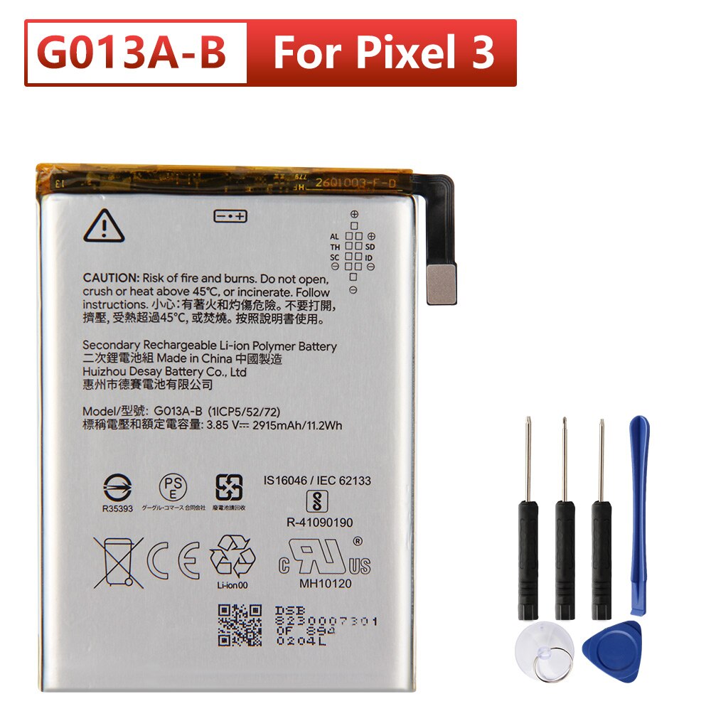 Original Replacement Phone Battery G013C-B G013A-B For Google Pixel 3XL Pixel 3 Pixel3 Phone Batteries With Tools: G013A-B Pixel 3