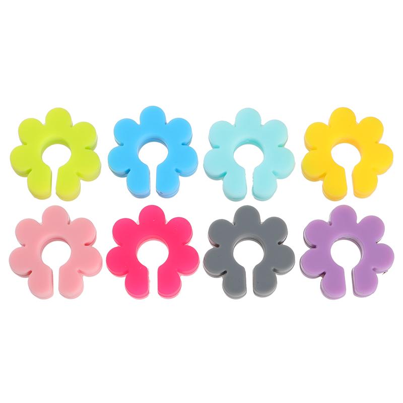 Marqueurs de verre à vin en Silicone en forme de fleur, 8 pièces, breloques en verre à vin, pour Bar de cuisine, couleurs assorties