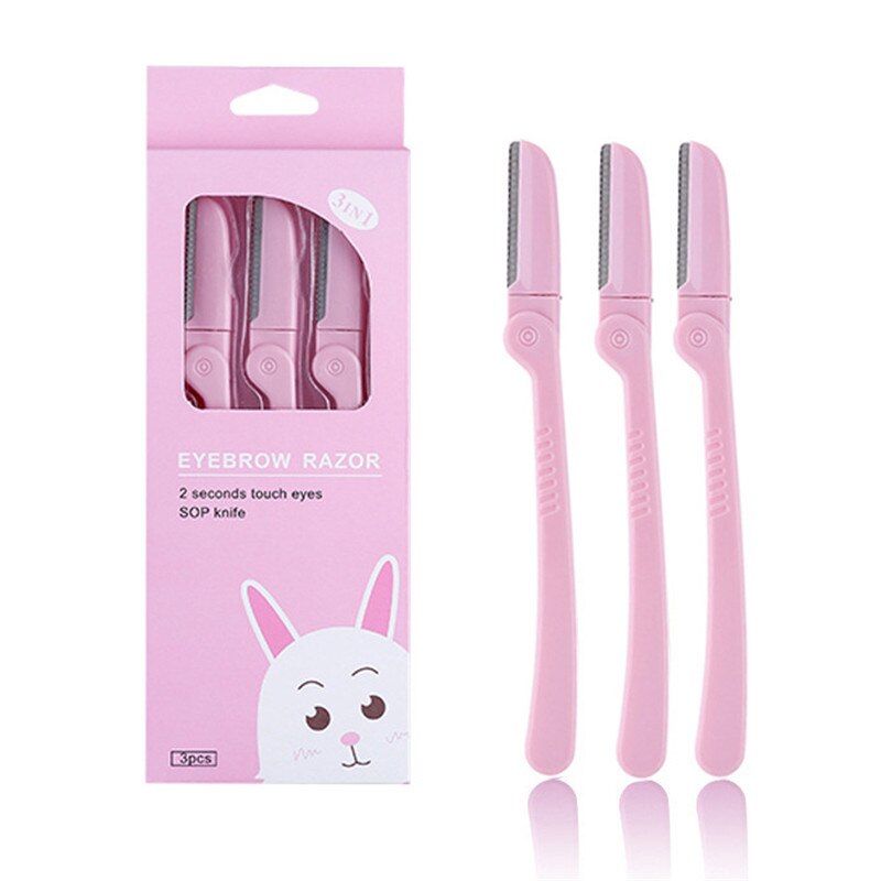 3 stks/set Roze Opvouwbare Wenkbrauw Trimmer Okselhaar Scheermes Schoonheid Gezicht Eye Brow Shaper Scheerapparaat Roestvrijstalen Messen Makeup Tools: Black