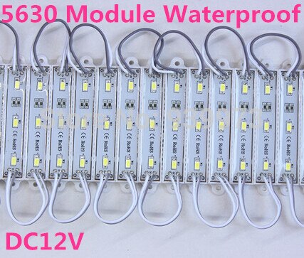 Module de lumière LED SMD 5630 étanche, module de rétroéclairage LED blanc (6000K) DC12V 1.5W 3 LED 45lm/led,
