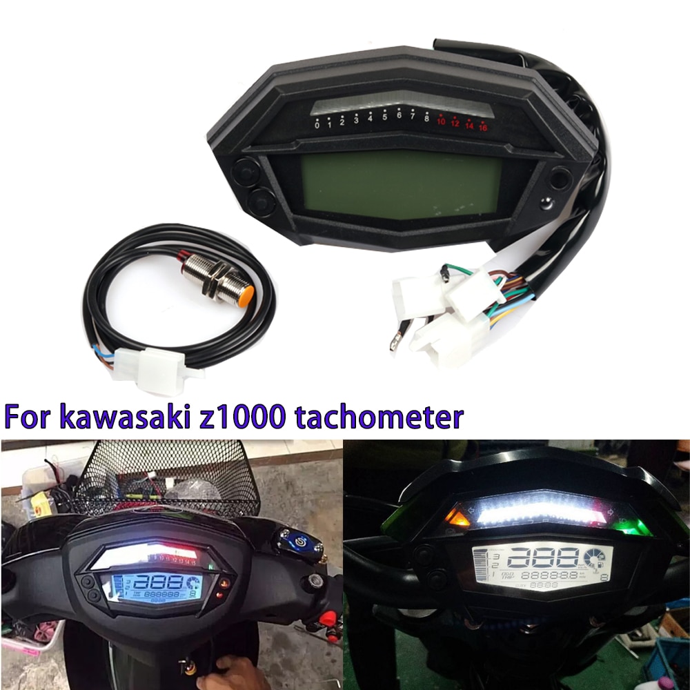 Für kawasaki Z1000 drehzahlmesser stunde Meter kilometerzähler LCD Digital tacho getriebe anzeige motorrad 7 farben tacho einstellen