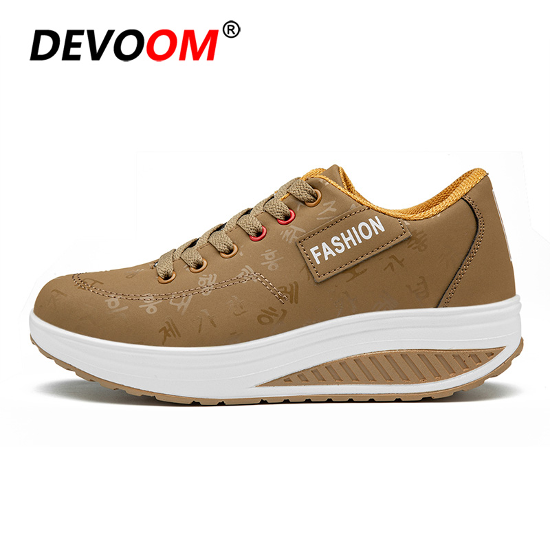 Autumn Swing Toning Shoes Women Height Increasing Fitness Shoes Ladies Lace Up Breathable Sport Slimming Shoes Sneakers Women 40: Gold / 6