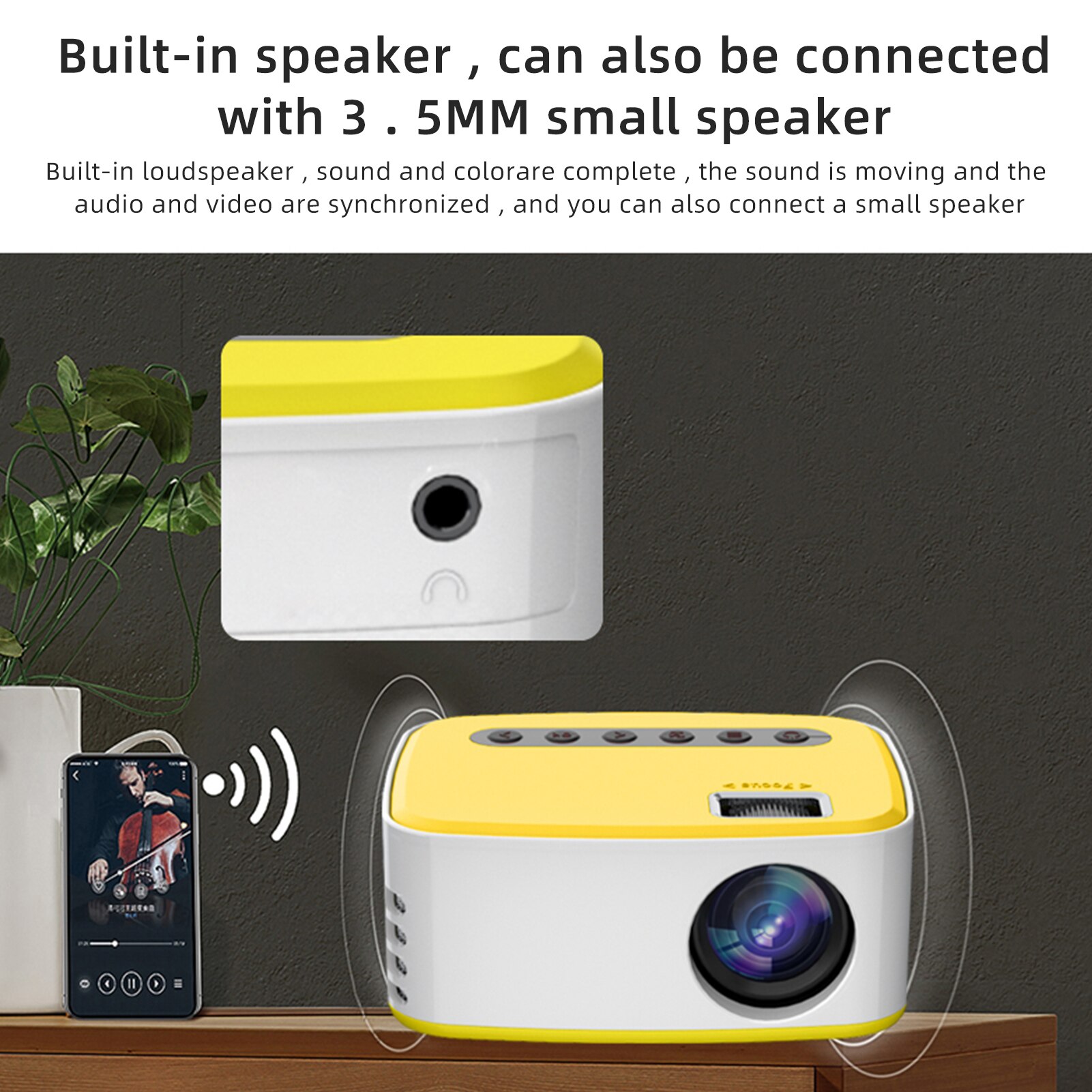 Mini Draagbare Projector Draadloze Wired Led Projector Film Compatibel Met Ios Android Systeem Ingebouwde Luidspreker Afstandsbediening