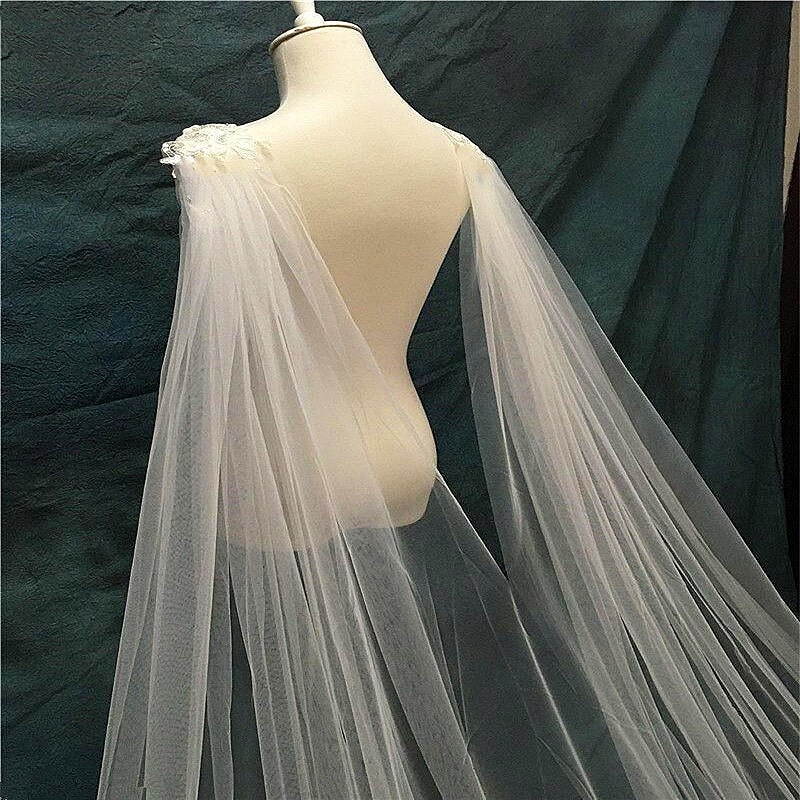 Cathedral Length Bridal Veil With Shawl 3m/4M/5m White Wedding Veil Cape Cloak Lace Long Accessories Manto