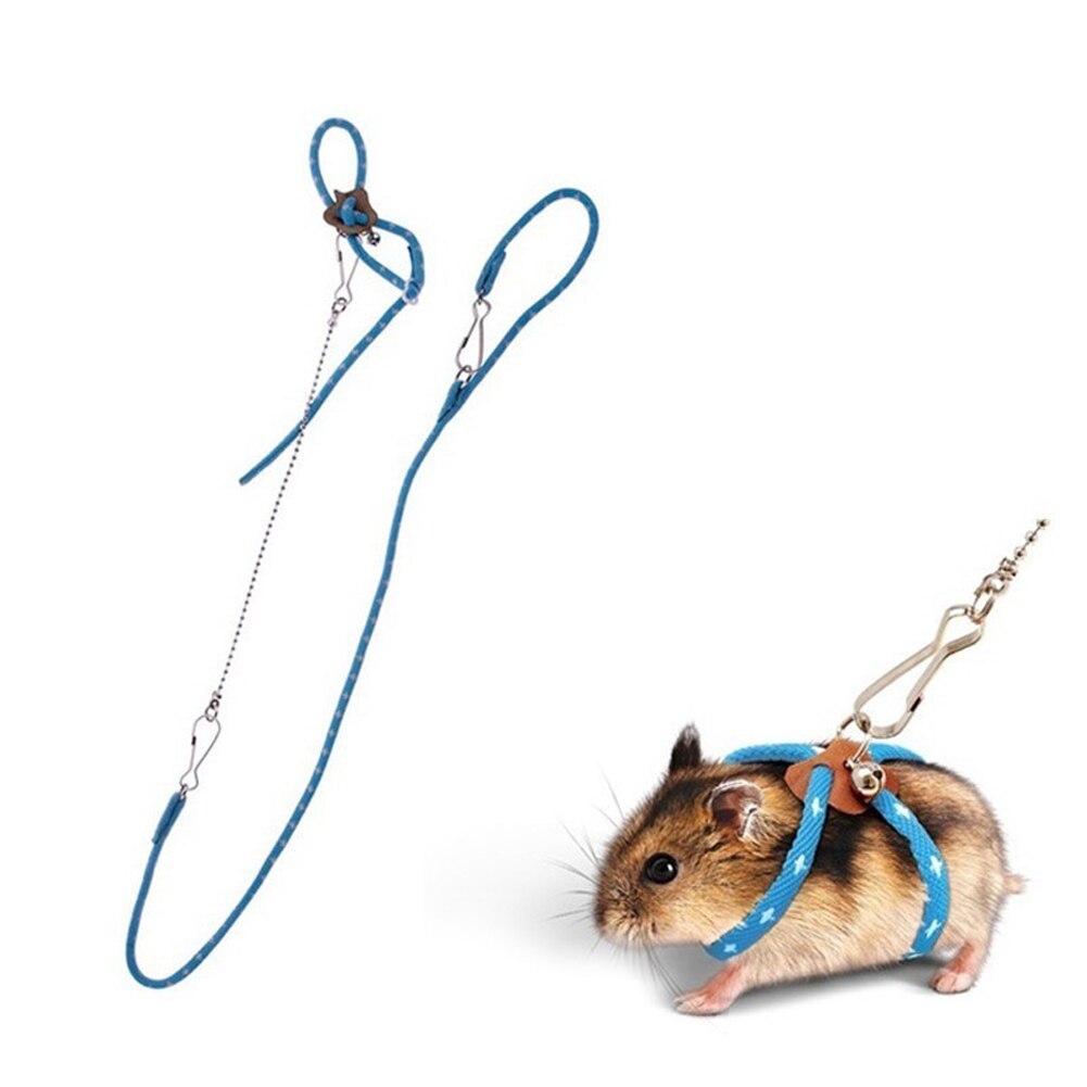 Harnais réglable avec gilet et laisse pour Animal de compagnie, pour Hamster, gerbille, Rat, souris, furet, Chinchilla, furet, écureuil, jouet de marche: Blue