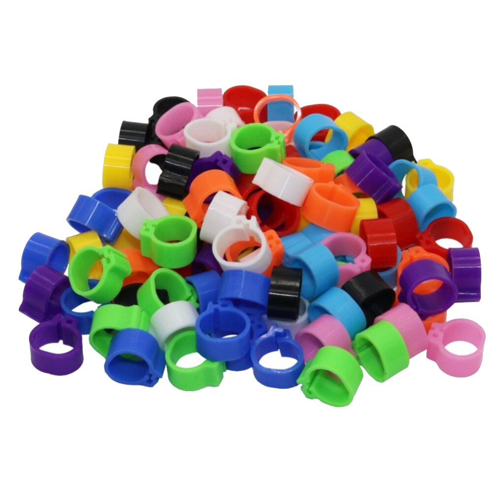 100pcs Colorful Bird Pigeon Leg Ring Bands Identification Snap Ring