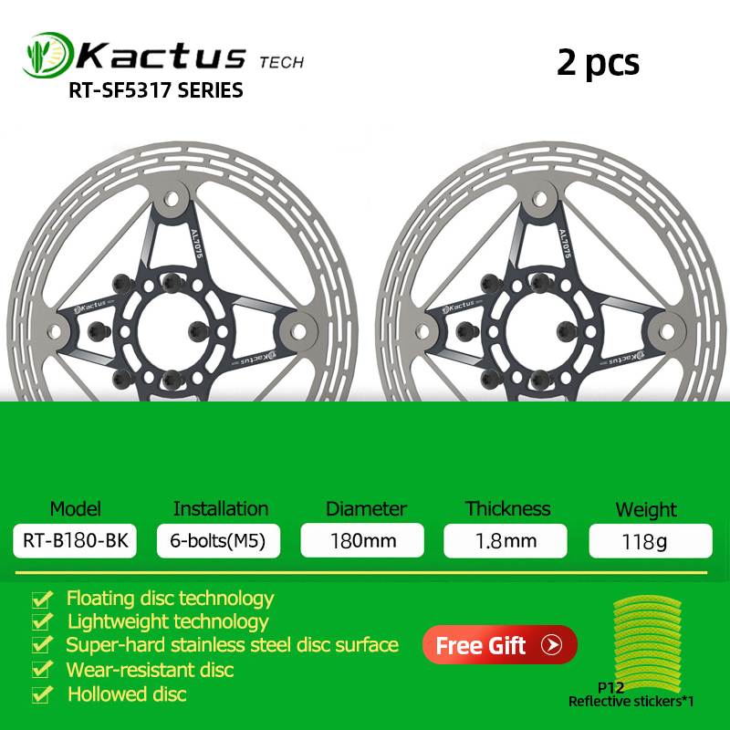 KACTUS-Freins hydrauliques pour vélo de route et VTT, disques de frein flottants, rotor creux à verrouillage central, 6 boulons, 140mm, 160mm, 180mm, 203mm: Bleu marine