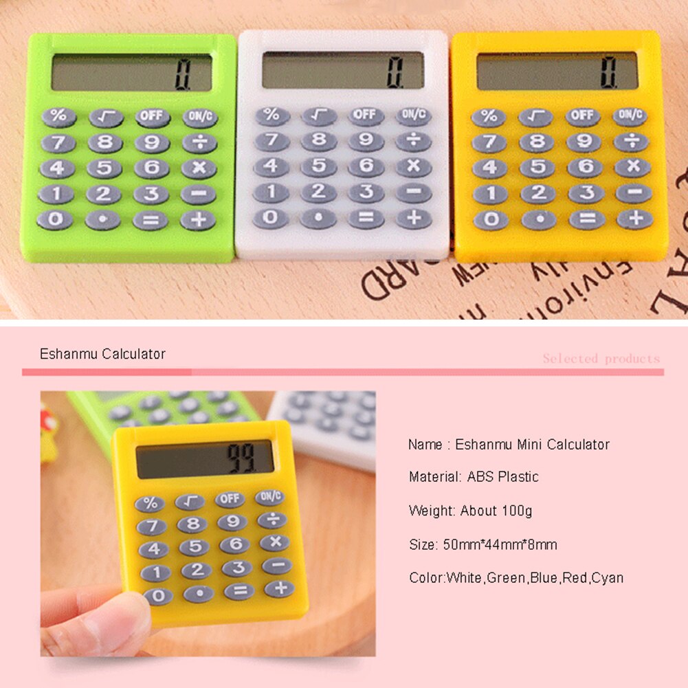 Student Mini Pocket Electronic Calculator Candy 5 Colors Calculating School Office Supplies Kids With Coin Battery