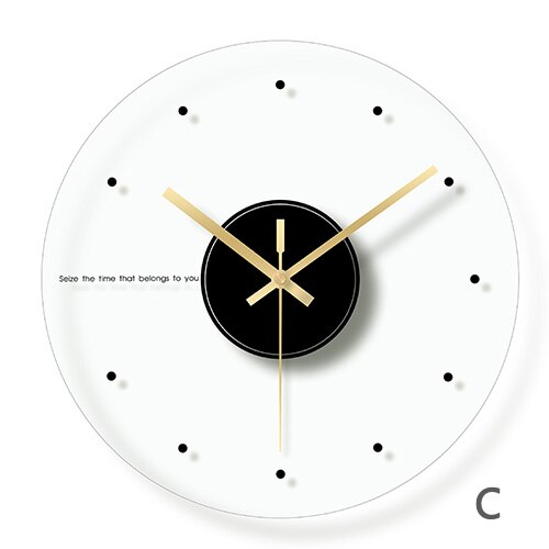 Enkel veggklokke glass digital veggklokke stue mute kvarts hengende klokke moderne hjemmeinnredning: C