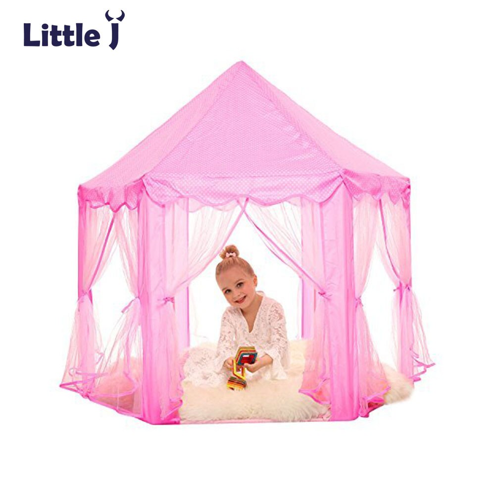 Wenig J Tragbare Kinder Spielzeug Spielen Zelte Mädchen Prinzessin Rosa Schloss Kinder Außerhalb Garten Falten Zelt Bälle Pool Spielen Lodge