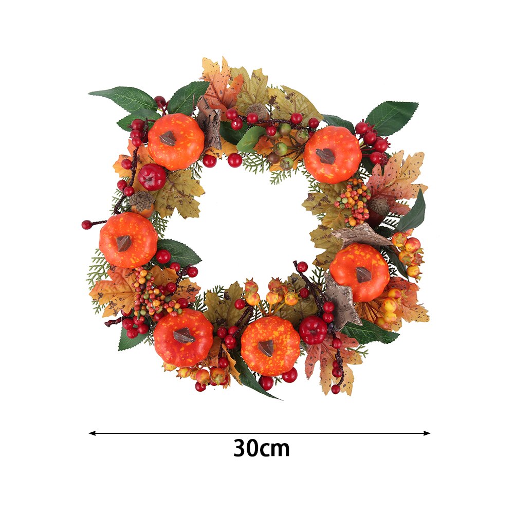 30Cm Kunstmatige Pompoen Krans Herfst Oogst Maple Leaf Zonnebloem Deur Decor Garland Thanksgiving Halloween Party Benodigdheden