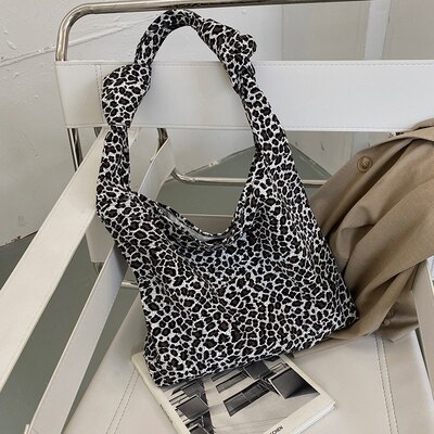 Padrão de leopardo bolsa feminina grande capacidade lona sacos de ombro designer feminino hobos saco grande senhora totes bolsa de viagem: Black