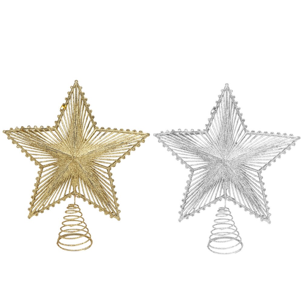 Springy Christmas Tree Topper Star Art Crafts Decoration Scene Layout Props: Silver