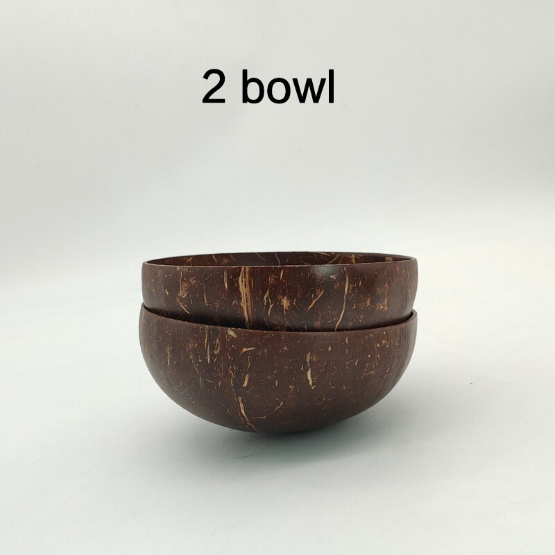 Cuenco de cáscara de coco Natural, cuenco de una sola capa de cáscara de coco antiguo, vajilla comestible, Bol para postre de arroz, recipiente para fruta: 2 bowl