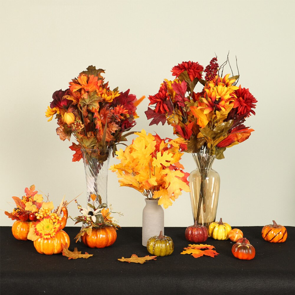 Artificial Pumpkins Maple Leaf Dried Flowers Pomegranate Table House Autumn Fall Harvest Thanksgiving Halloween Decoration