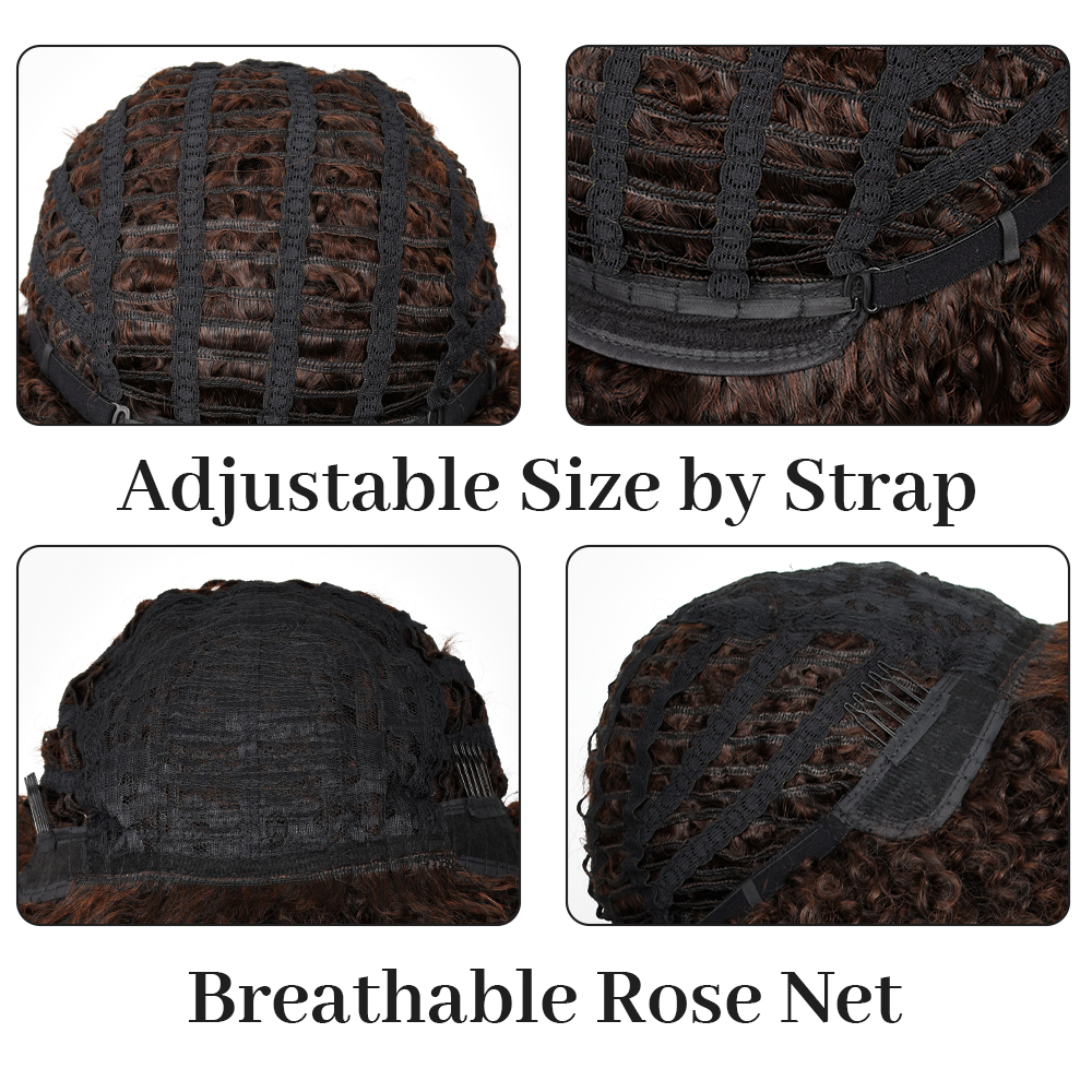 Perucas afro encaracoladas para mulheres negras, perucas sintéticas afro encaracoladas com franja, cabelo longo e fofo e encaracolado