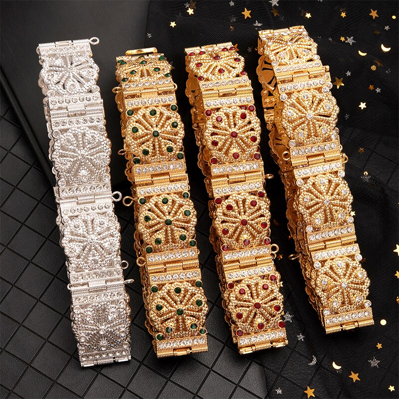 Morocco Caftan Belt Women Gold waist chain Hollow Out Arabesque Ethnic Wedding Body Jewelry Bridal