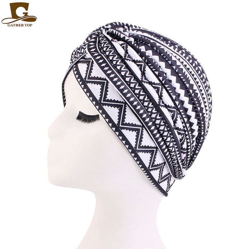 Kvinders print blomsterknude kræft flæse kemohue beanie tørklæde turban hoved wrap strikket hue hårtab tilbehør: Lavendel