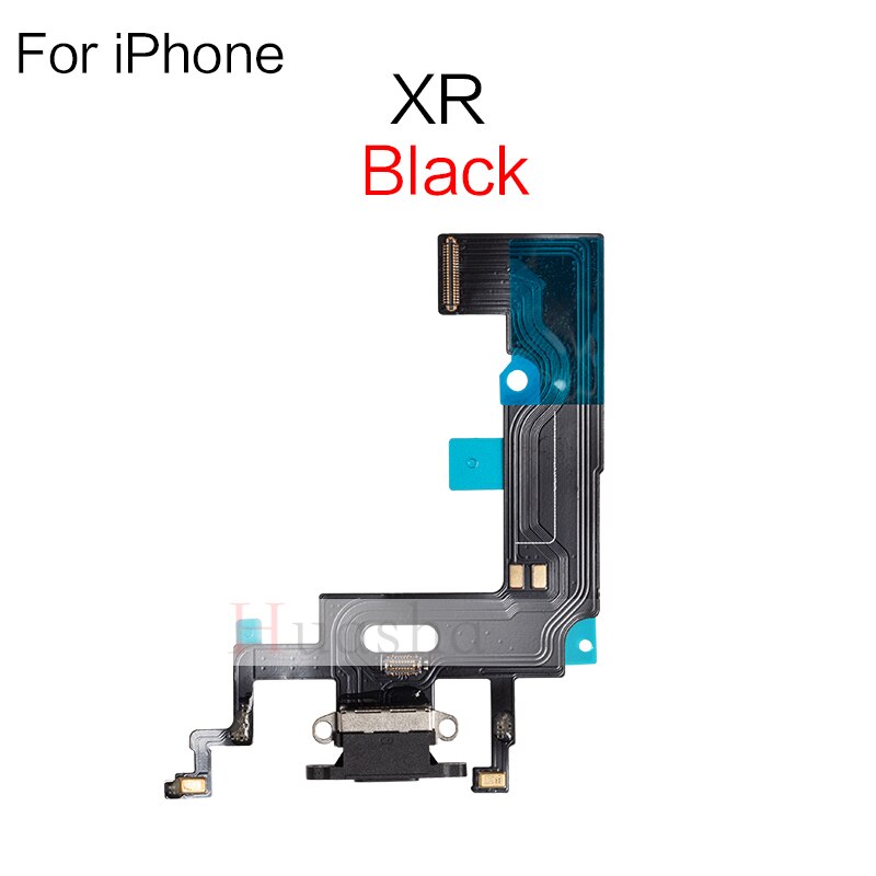 Connecteur de chargeur USB pour iPhone 7 8 Plus X XR XS max, câble flexible avec Microphone et prise Audio pour casque, 1 pièce: XR Black