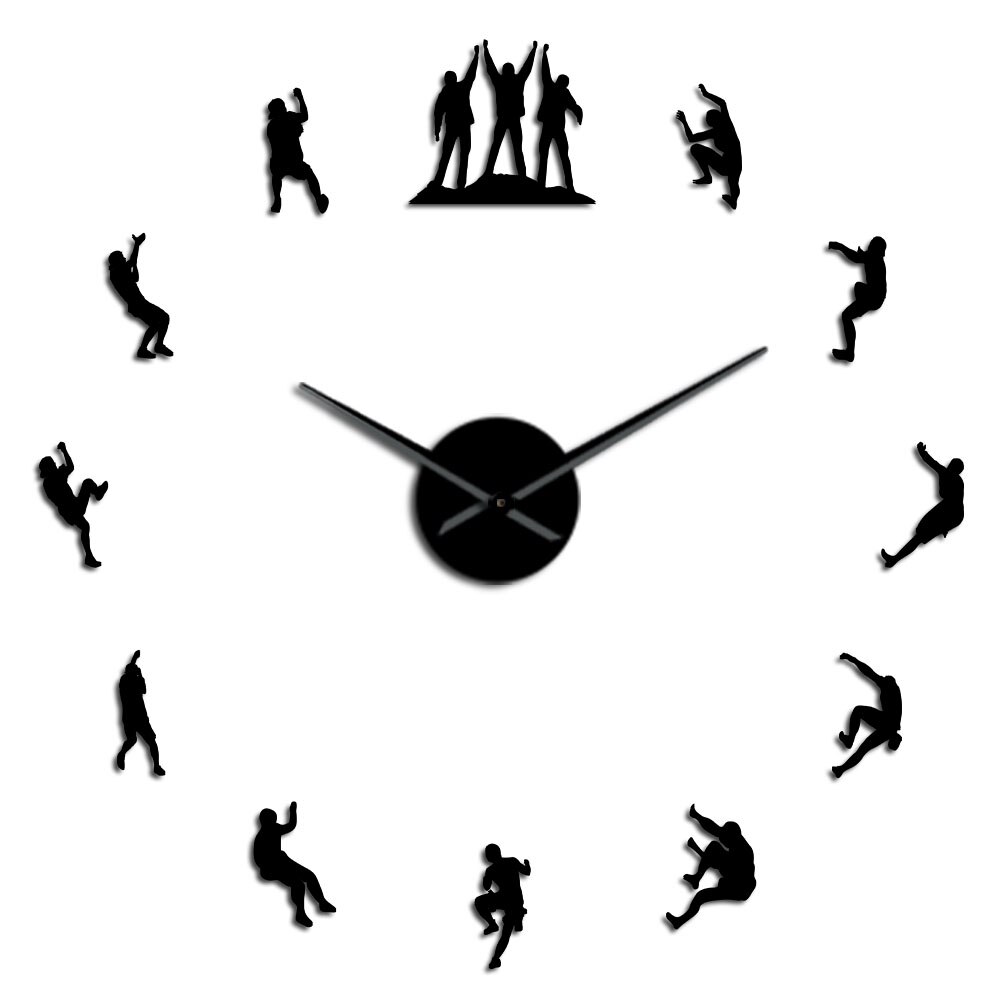 Horloge murale 3D effet miroir d&#39;escalade, de Sport d&#39;escalade, grande horloge murale suspendue, pour lui: Black / 27inch
