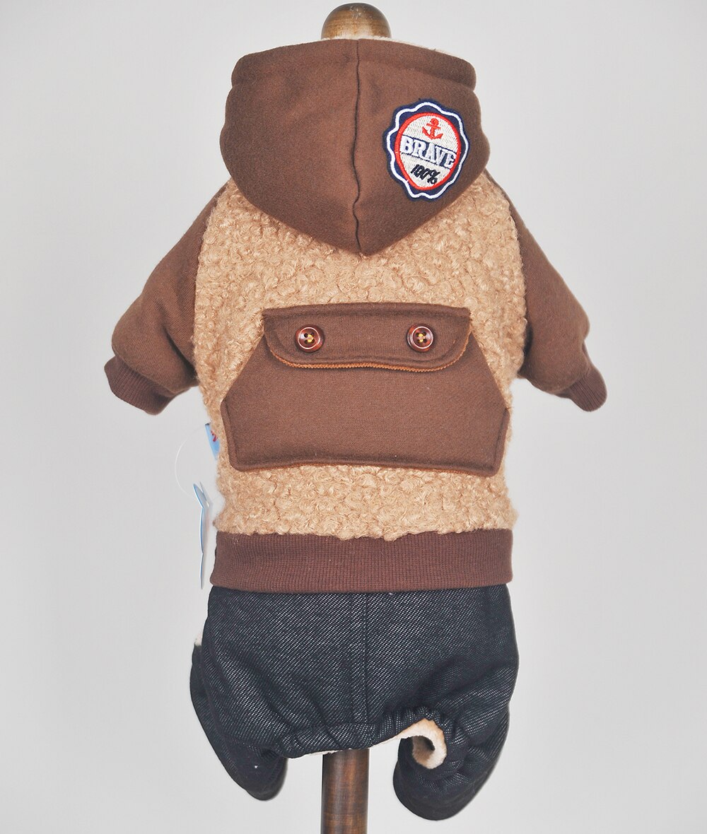 Dog Coat Pet Jacket With Big Pocket Cat Puppy Fleece Jumpsuit Winter Warm Apperal