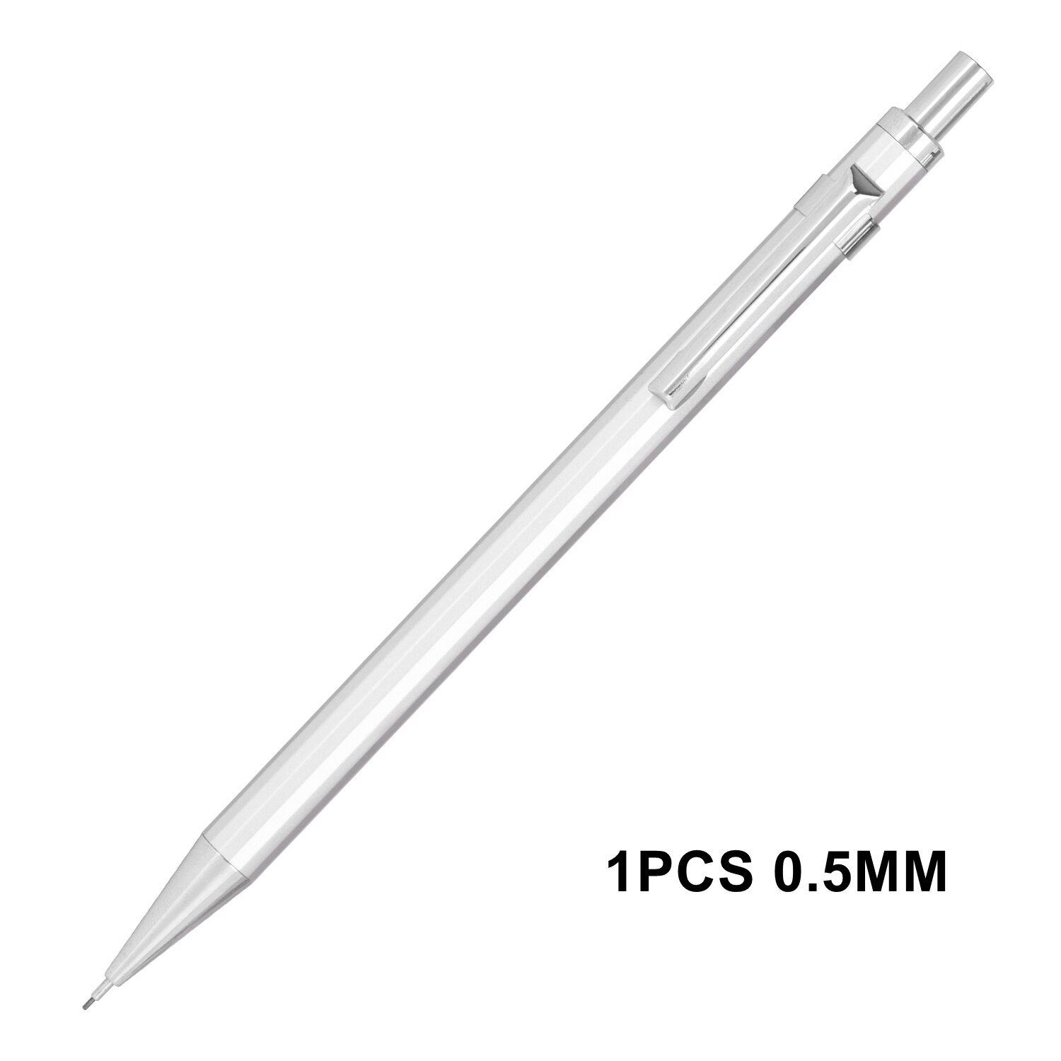 Deli Metal Mechanical Pencil 0.5mm / 0.7mm with Lead Retractable Black Lead Pencils Stationery: 1PCS 0.5mm Silver