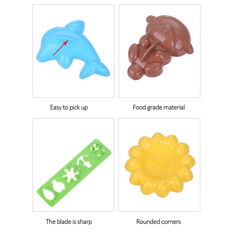 4 Uds niños almuerzo Bento molde DIY herramienta Linda 3D dibujos animados Animal Sushi hacer arroz cocina Accesorios