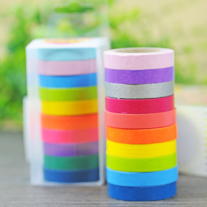 DIY 10x Regenboog Roll DIY Washi Sticky Papier Tape Afplakband Zelfklevende Tape Scrapbooking voor Decor Scrapbook Fotoalbum