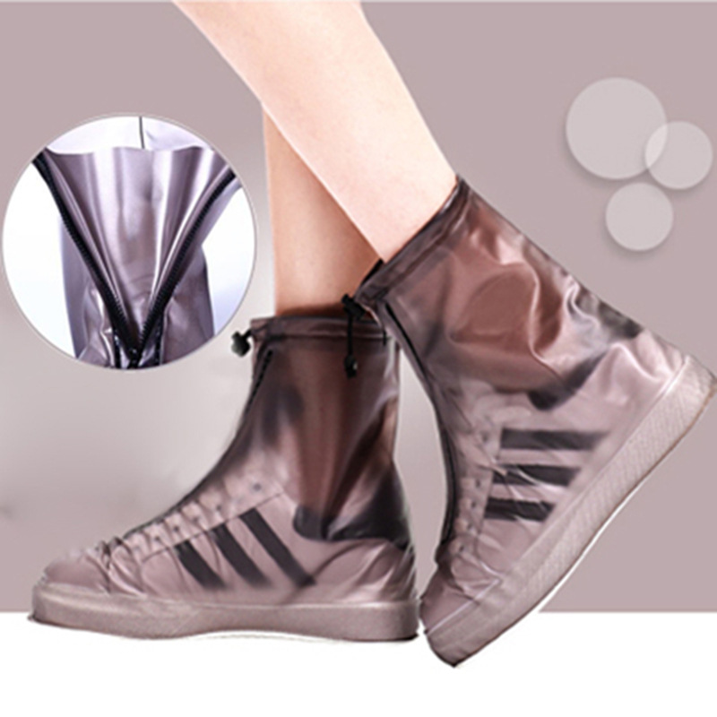 Silicone Waterproof Shoe Cover Unisex Shoes Protectors Rain Boots for Indoor Outdoor Rainy Reusable non-slip shoe Cover: Beige / M