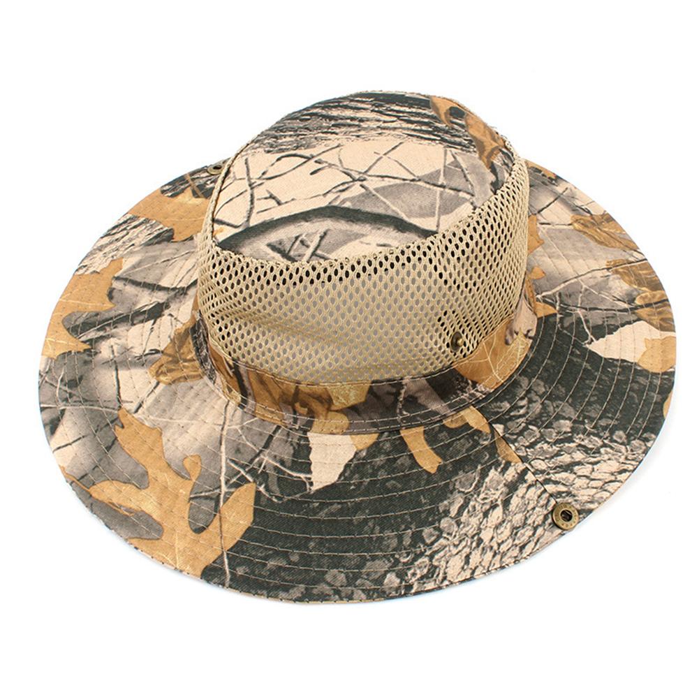 Zomer Zonnehoed Brede Rand Camouflage UV Bescherming Ademende Visser Casual Emmer Outdoor Visser Hoed Voor Vrouwen Mannen: Geel