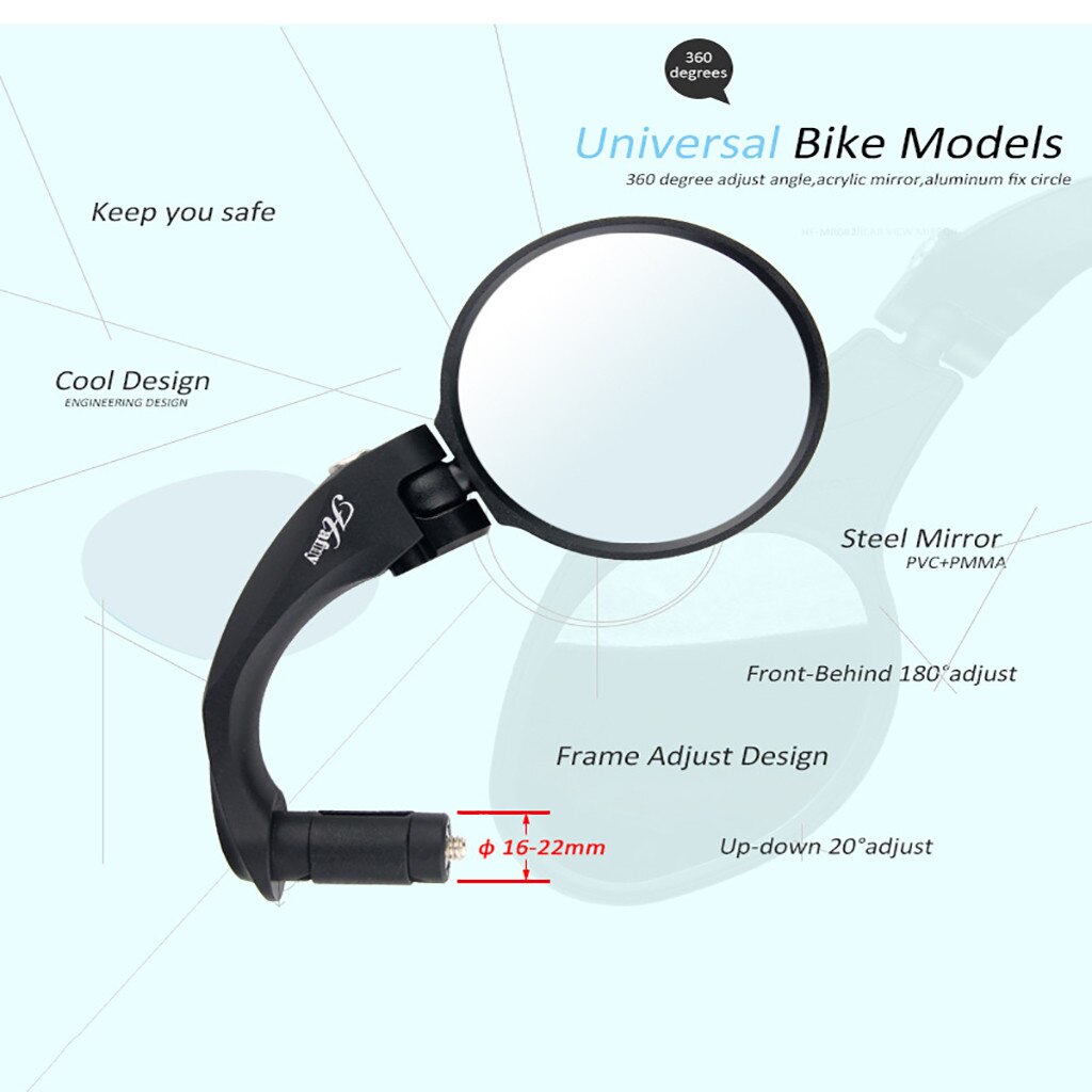 Universele Bike Fiets Mtb Spiegel Stuur Fiets Stuur Flexibele Rear View Mirror Terug Zwart Groen #40