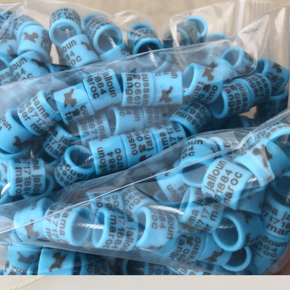 500 Stuks Kleur Plastic Vogel Ring Duif Ring Lege Ring: Blue