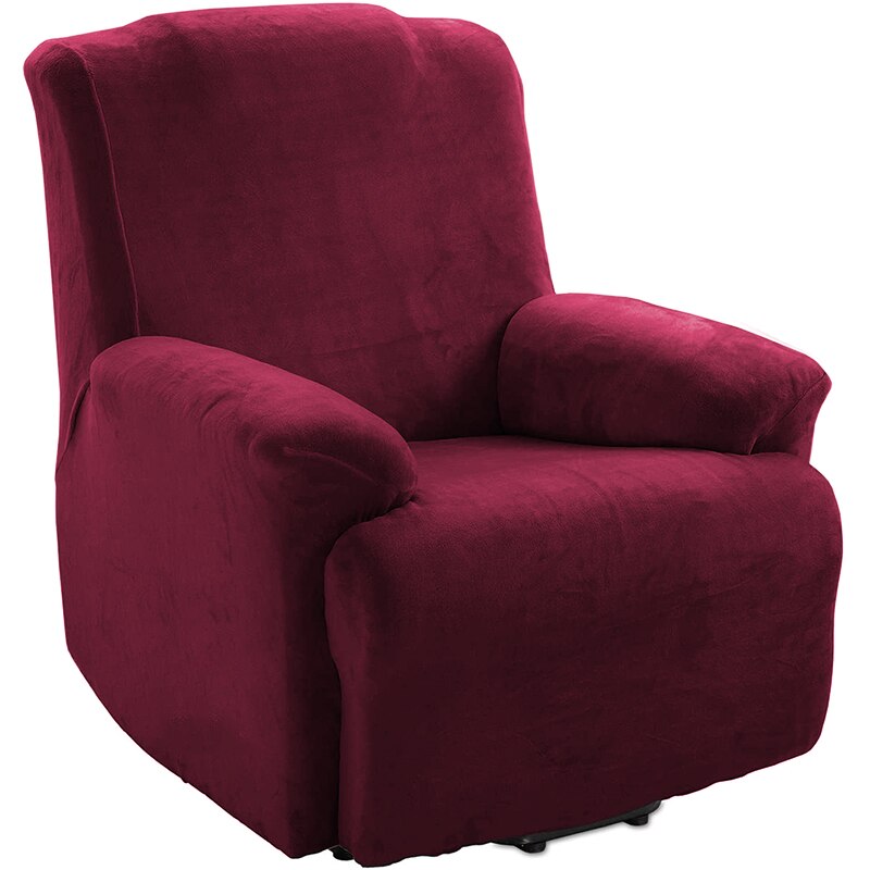 4 Stuks Pluche Fluwelen Fauteuil Sofa Cover Voor Woonkamer Relax Fauteuil Hoes Ligstoel Cover Voor Luie Jongen Sofa: burgundy