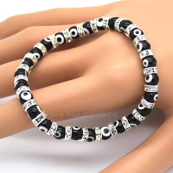 neue Jahr Bösen Augen Mini Strang Perlen Armbinde für Männer Frauen 6mm Klassische Mini Perlen Macrame Charme Armbinde Schmuck