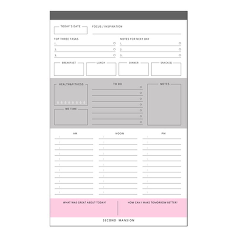 60 ark daglig plan / tidsplan / ugentlig desktopplan bogbog memo notesblok teerbare noter bogplan papir papirvarer: Design 3 as billede