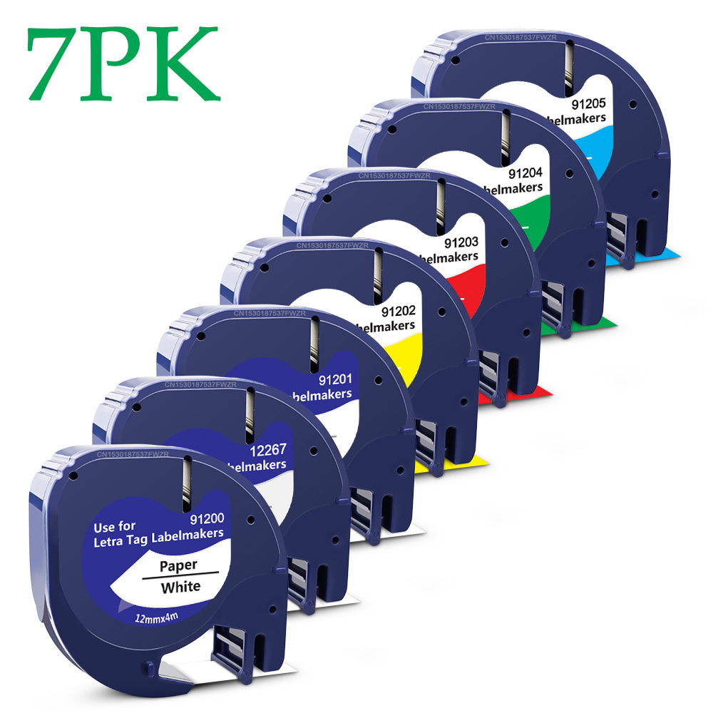 Dymo LetraTag LT-100H Label Printer with LT100H Label Maker Storage Case Travel Protective Carrying Bag or 5PK~7PK Dymo LT Tapes: Blue
