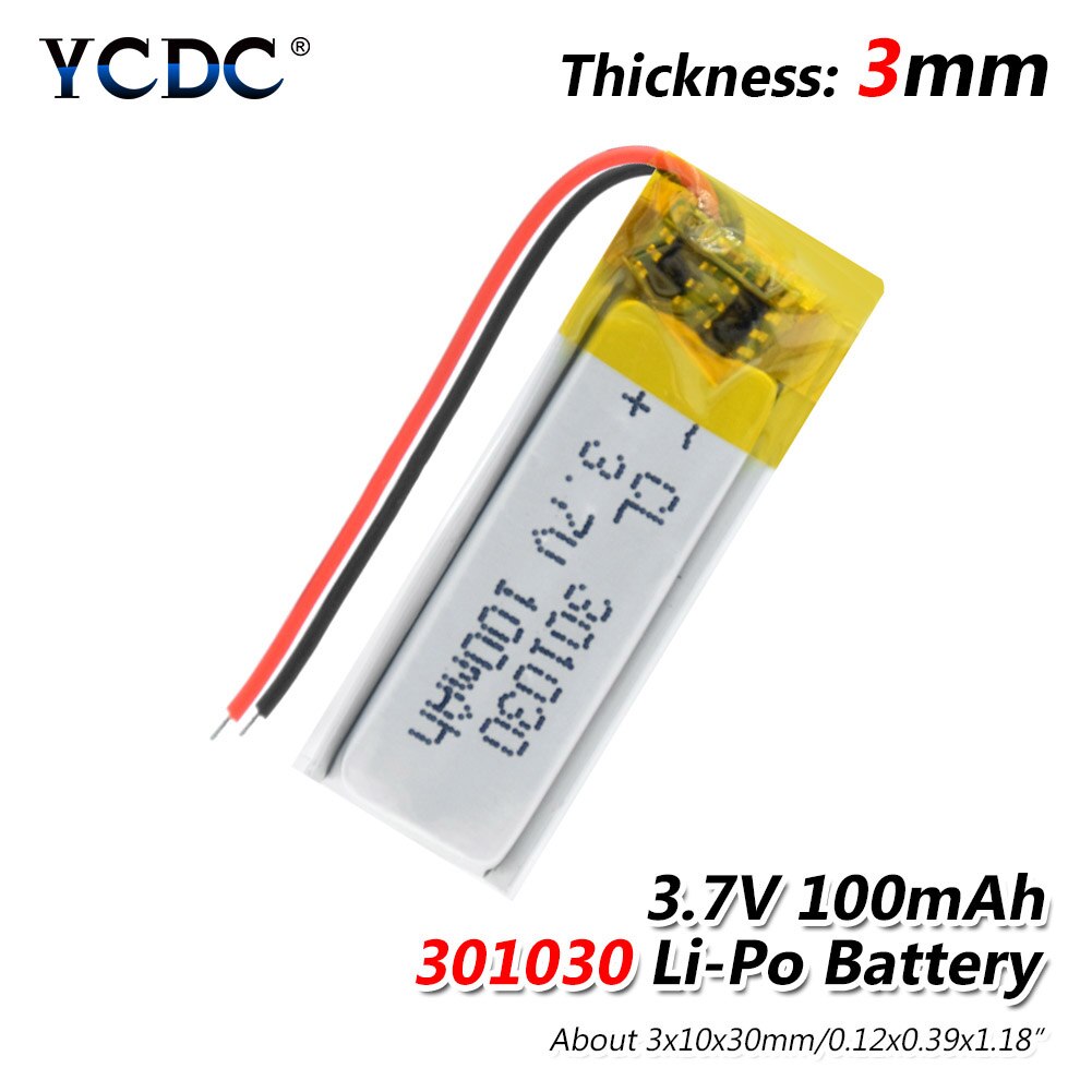 3.7V Lipo 301030 100mAh Lithium Battery For Point Reading Pen Smart Bracelet Lithium Polymer Battery For Bluetooth Headset