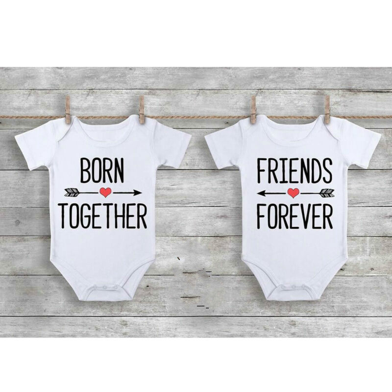 Baby sommer tøj nyfødt baby piger drenge tvillinge tøj sæt kortærmet romper bogstav print jumpsuit outfits 0-18m