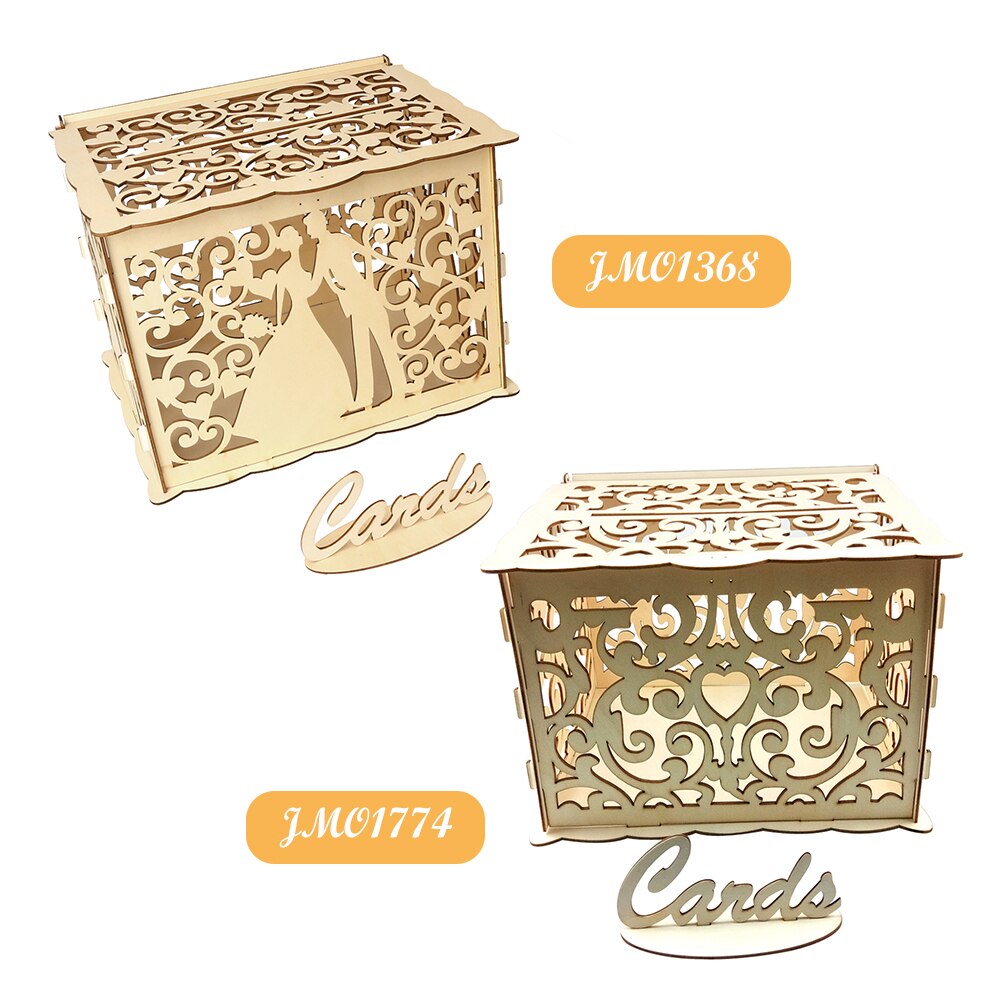 Wooden Wedding Envelope Card Box Hollow Out Invitation Card DIY Box Wedding Festival Supplies Party Decor