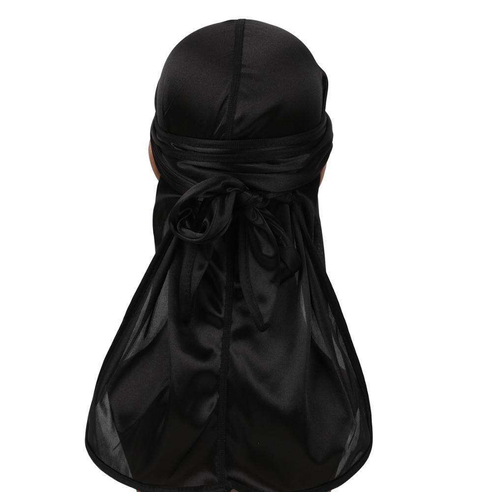 Men's Durag Satin Doo rag Solid Color Bandana Silky Turban: Black